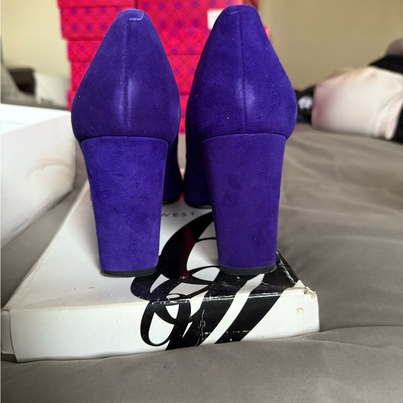 Nine W. purple suede pumps, block heel - Picture 2 of 9